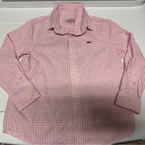 Size 5T Vineyard Vines Button down pink gingham EUC performance